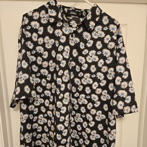 Jogal Men's Black and Blue Floral Casual Shirt